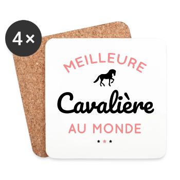 Cadeau équitation - Meilleure cavalière au monde. - Dessous de verre (lot de 4) - blanc - Devant