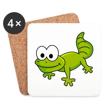 Gecko Comic Animal - Coasters (set of 4) - white - Front