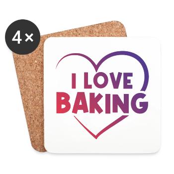 Ich liebe Backen - Untersetzer (4er-Set) - Weiß - Vorne