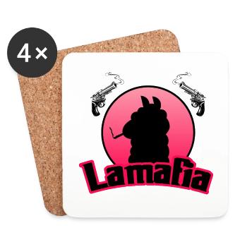 Lamafia (Lama-fia/La Mafia) - Dessous de verre (lot de 4) - blanc - Devant