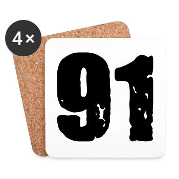 91 number jersey - Coasters (set of 4) - white - Front