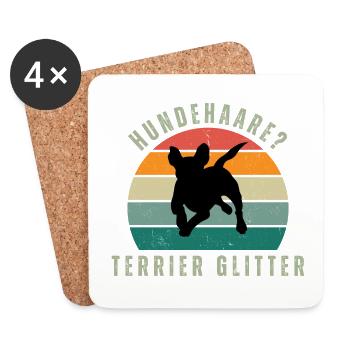 Terrier Glitter Retro Sunset - Untersetzer (4er-Set) - Weiß - Vorne