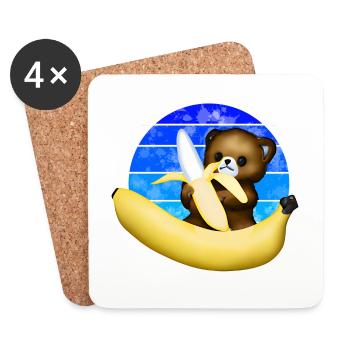 The bear and the giant banana - Coasters (set of 4) - white - Front