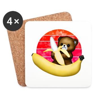 The bear and the giant banana - Coasters (set of 4) - white - Front
