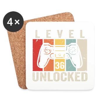 Level 36 Unlocked 36 Jahre Geburtstag Geschenk - Untersetzer (4er-Set) - Weiß - Vorne