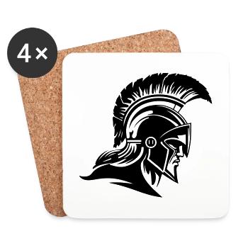 Spartaner Helm Krieger Sparta - Untersetzer (4er-Set) - Weiß - Vorne