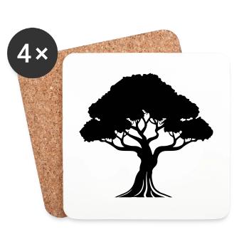 Tree Symbol Silhouette - Coasters (set of 4) - white - Front
