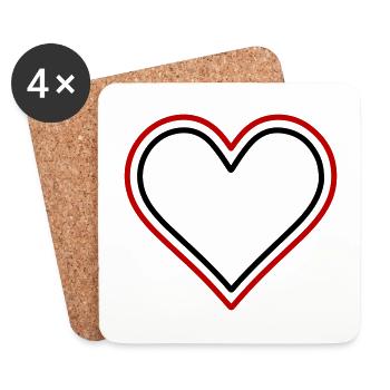Herz Symbol Design - Untersetzer (4er-Set) - Weiß - Vorne