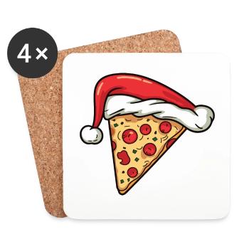 Pizza Nourriture de Noël - Dessous de verre (lot de 4) - blanc - Devant