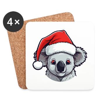 Koala Kopf Weihnachten Porträt - Untersetzer (4er-Set) - Weiß - Vorne