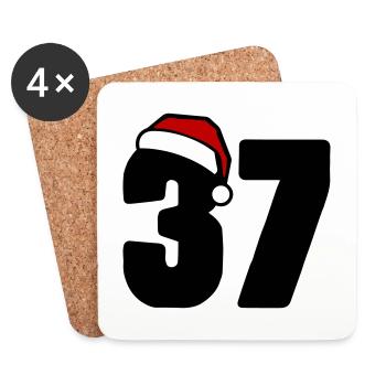 37 Numéro Noël - Dessous de verre (lot de 4) - blanc - Devant