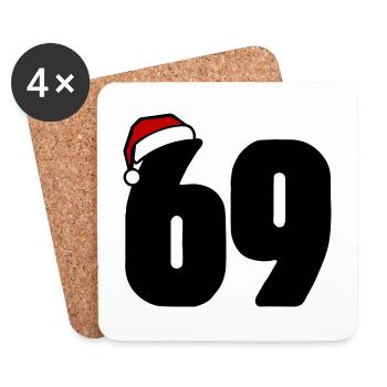 69 Zahl Weihnachten - Untersetzer (4er-Set) - Weiß - Vorne