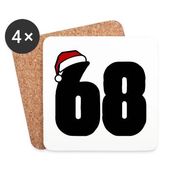 68 Zahl Weihnachten - Untersetzer (4er-Set) - Weiß - Vorne