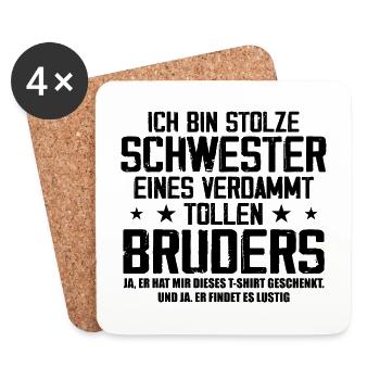 Ich Bin Stolze Schwester Eines Verdammt Tollen - Untersetzer (4er-Set) - Weiß - Vorne