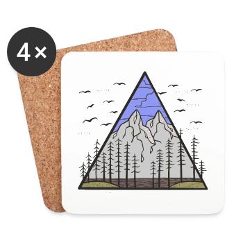 Mountains, Nature, Forest, Wilderness, Peaks, Mountains, Hiking - Coasters (set of 4) - white - Front