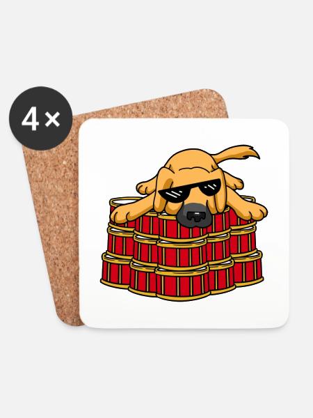 Hund Meme Trommler - Untersetzer (4er-Set) - Weiß
