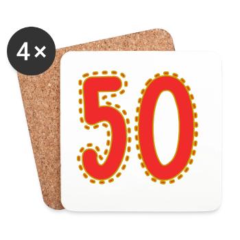 50. 50 ANS. 50e ANNIVERSAIRE. ANNIVERSAIRE 50 ANS. - Dessous de verre (lot de 4) - blanc - Devant