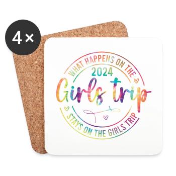 What Happens On The Girls Trip 2024 - Untersetzer (4er-Set) - Weiß - Vorne