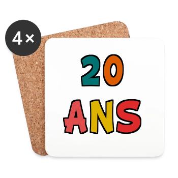 20. 20 JAHRE. 20-JÄHRIGES JUBILÄUM. 20-JÄHRIGES JUBILÄUM. - Untersetzer (4er-Set) - Weiß - Vorne
