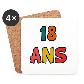 18. 18 ANS. 18e ANNIVERSAIRE. ANNIVERSAIRE 18 ANS. - Dessous de verre (lot de 4) - blanc - Devant