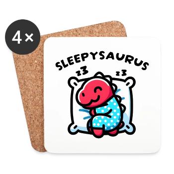 Sleepysaurus Official Sleep Outfit Sleep Shirt - Coasters (set of 4) - white - Front