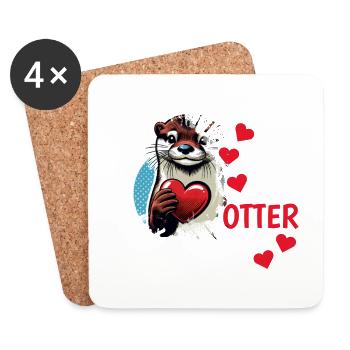 Otter half liebe geschenk - Untersetzer (4er-Set) - Weiß - Vorne