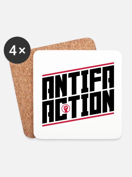 Antifa action - Coasters (set of 4) - white