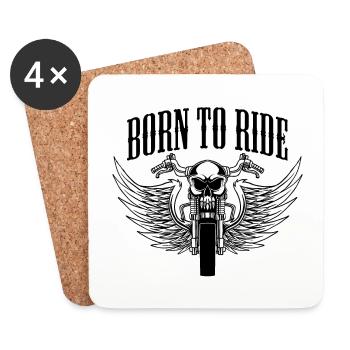 MOTORCYCLE BIKER ROCKER BORN TO RIDE - Coasters (set of 4) - white - Front