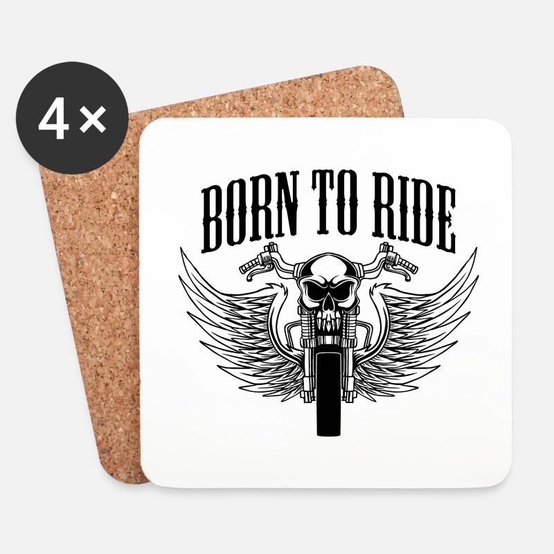 MOTORRAD BIKER ROCKER BORN TO RIDE - Untersetzer (4er-Set) - Weiß