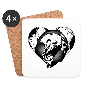 Casques de cœur - Dessous de verre (lot de 4) - blanc - Devant