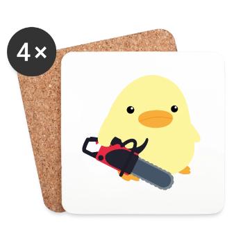 Duck with chainsaw meme chick gift idea chicken - Coasters (set of 4) - white - Front