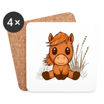 Pferd süß Mädchen Pferde reiten Geschenk niedlich - Untersetzer (4er-Set) - Weiß - Vorne