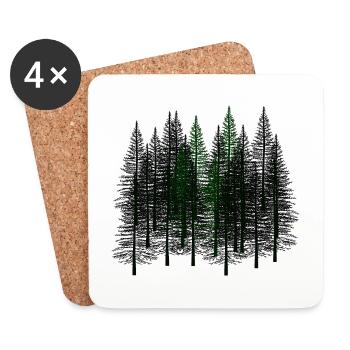 Fir Autumn October Winter Nature Wilderness Environment - Coasters (set of 4) - white - Front