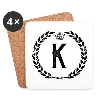 K Buchstabe Kranz - Untersetzer (4er-Set) - Weiß - Vorne