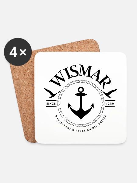 Wismar , Hansestadt , Perle an der Ostsee - Untersetzer (4er-Set) - Weiß