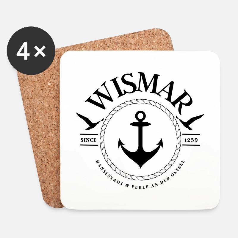 Wismar , Hansestadt , Perle an der Ostsee - Untersetzer (4er-Set) - Weiß