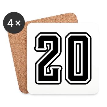 Symbole numérique 20 - Dessous de verre (lot de 4) - blanc - Devant