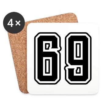 69 Zahl Symbol - Untersetzer (4er-Set) - Weiß - Vorne