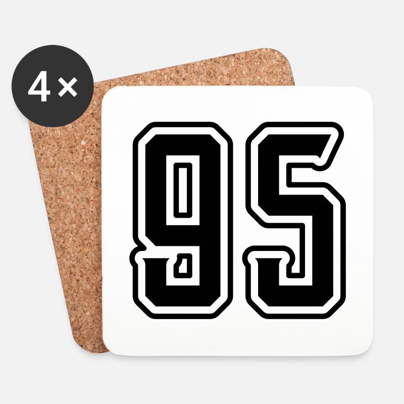 95 Zahl Symbol - Untersetzer (4er-Set) - Weiß