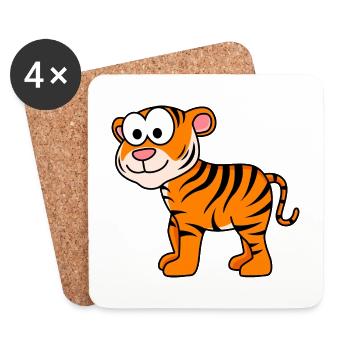 Tiger Comic Animal - Coasters (set of 4) - white - Front