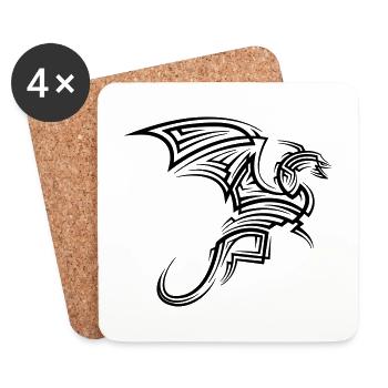 Dragon Tribal Tattoo - Coasters (set of 4) - white - Front