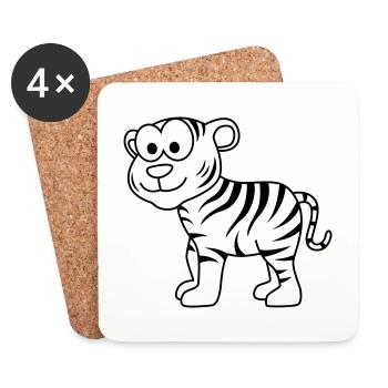 Tiger Comic Animal - Coasters (set of 4) - white - Front