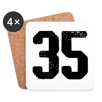 35 Zahl Trikot - Untersetzer (4er-Set) - Weiß - Vorne