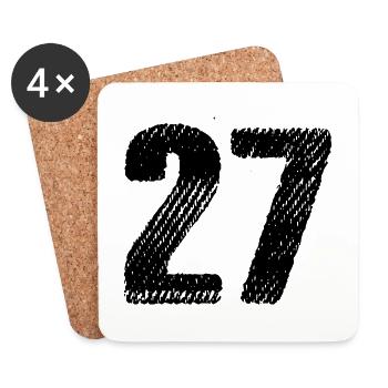 27 Zahl Trikot - Untersetzer (4er-Set) - Weiß - Vorne