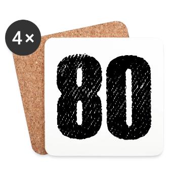 80 Zahl Trikot - Untersetzer (4er-Set) - Weiß - Vorne