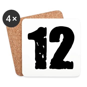 12 Zahl Trikot - Untersetzer (4er-Set) - Weiß - Vorne