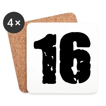 16 number jersey - Coasters (set of 4) - white - Front