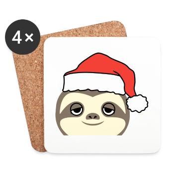 Paresseux du Père Noël - Dessous de verre (lot de 4) - blanc - Devant