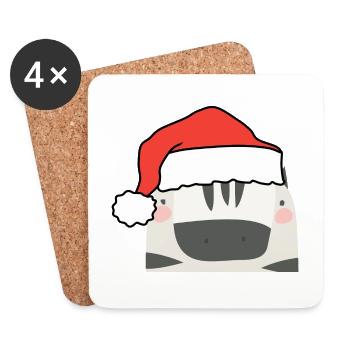 Zèbre de Noël - Dessous de verre (lot de 4) - blanc - Devant