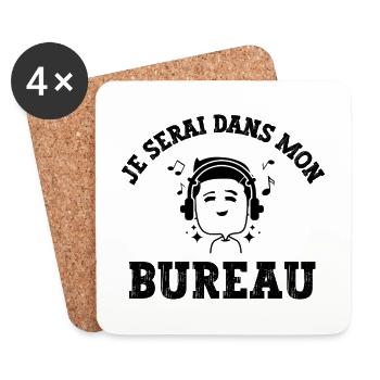je serai dans mon bureau - Dessous de verre (lot de 4) - blanc - Devant